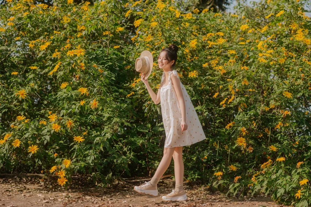 Pose Chụp Ảnh Cánh Đồng Hoa Dã Quỳ Đẹp Nhất Mùa Này